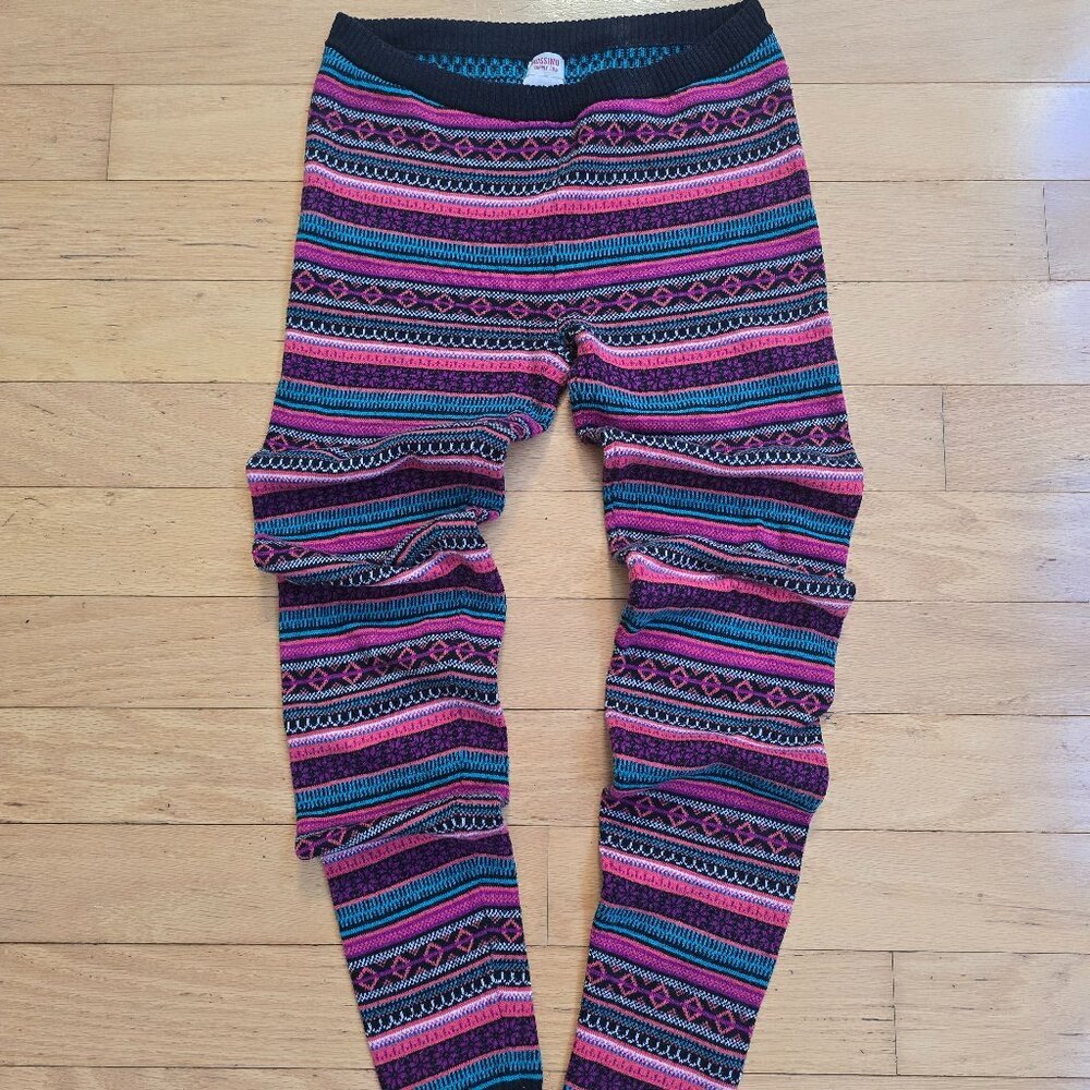 alpine ski pink teal sweater knit cozy leggings | WMS S